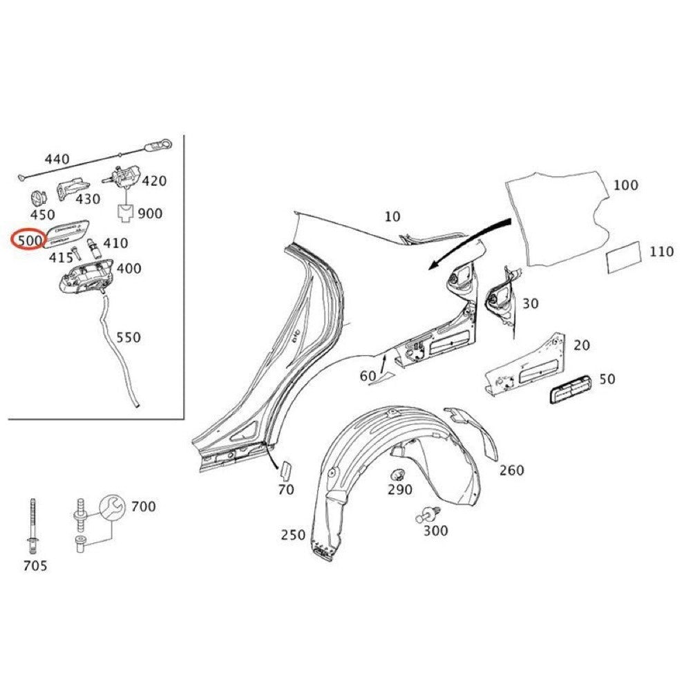 Fuel Tank Filler Door Cover 2127570006 suitable for Mercedes-Benz 2010-2012 E350 2013-215 E400 2014-2016 E250
