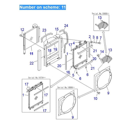 Hydraulic Oil Cooler 20T-03-81211 fits Komatsu Excavator PC30R-8 PC35R-8 PC40R-8 PC45R-8