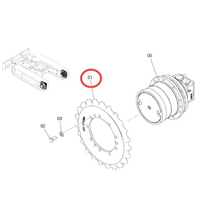 Sprocket 1032265 for use with John Deere Excavator 27D 35D 35G