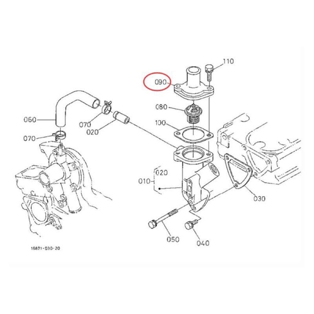 Thermostat Cover 15841-73260 fits Kubota Engine Z482 D722 Tractor B7300HSD B7400HSD BX1800D BX1830D