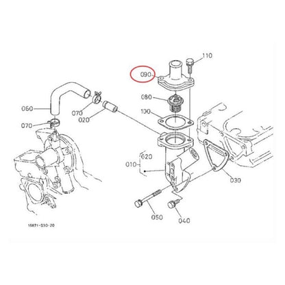 Thermostat Cover 15841-73260 fits Kubota Engine Z482 D722 Tractor B7300HSD B7400HSD BX1800D BX1830D